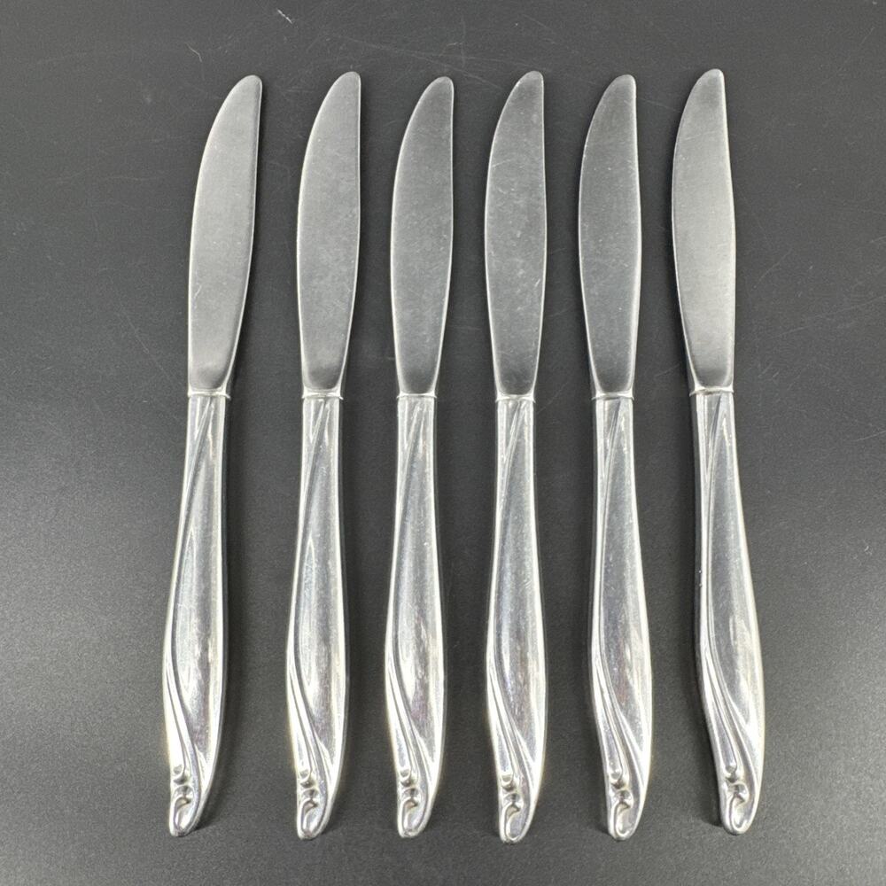 Wm. A Rogers Oneida Surf Club Stainless Vintage Solid Handles Knives Knife Lot 6